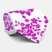 Cravate Modèle floral D02.pink.b (Roulé)