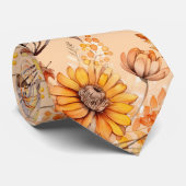 Cravate Modèle floral d'automne B01 L Orange BG (Roulé)
