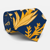 Cravate Modèle Floral d'or pour l'automne. BG DBlue (Roulé)