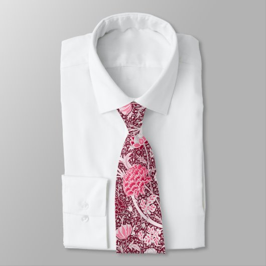 Cravate Modèle floral rose or William Morris (Attaché)