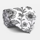 Cravate Modèle Floral Rose vintage (Roulé)