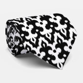 Cravate Modèle marocain Ikat Damask, noir et blanc (Roulé)