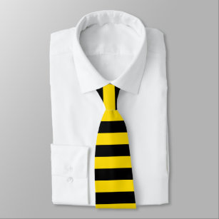 Cravate Modèle moderne chic à la mode noir jaune rayé