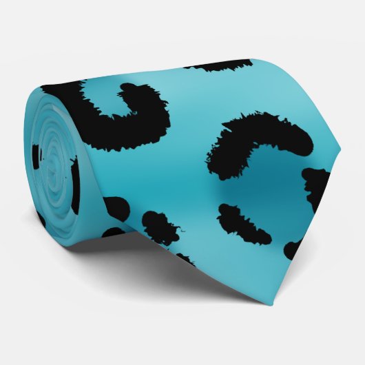 Cravate Modèle turquoise d'empreinte de léopard (Roulé)