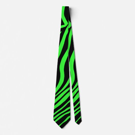 Cravate Modèle zèbre vert néon couleur (Devant)