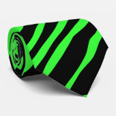 Cravate Modèle zèbre vert néon couleur (Roulé)