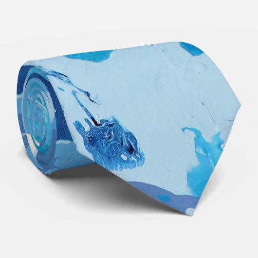 Cravate Modern abstract with pastel shades of blue ocean (Roulé)