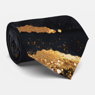 Cravate Modern Black and Gold Agate Men's 