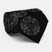 Cravate Modern Black and White Boho Chic Daisy Pattern (Roulé)