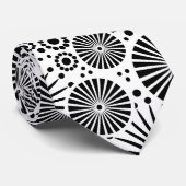 Cravate Modern Black White Geometric Flowers Starburst (Roulé)