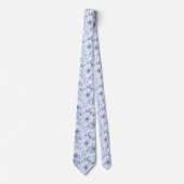 Cravate Modern Blue Watercolor Floral Pattern (Devant)