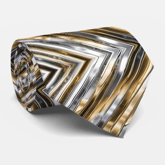 Cravate Modern, cool, chic, silver and gold stripe pattern (Roulé)
