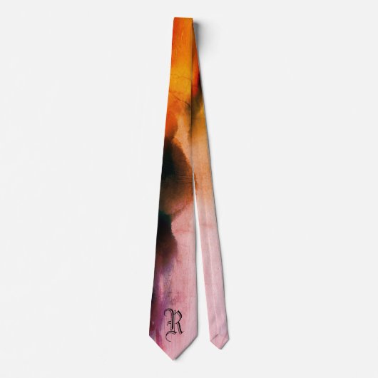 Cravate Modern Elegant Rose Dark Gold Abstract Monogram (Devant)