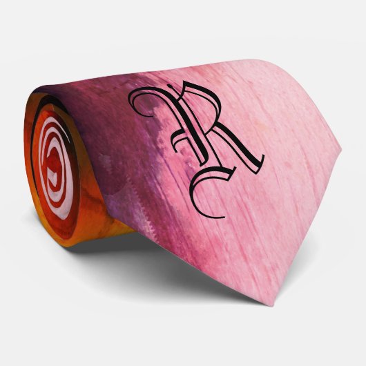 Cravate Modern Elegant Rose Dark Gold Abstract Monogram (Roulé)