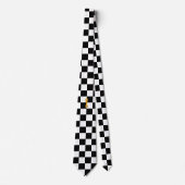 Cravate Modern Golden King on Black & White Chess Pattern (Devant)