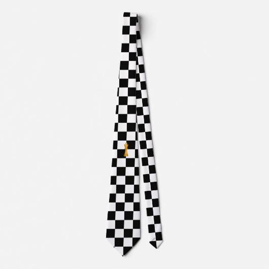 Cravate Modern Golden King on Black & White Chess Pattern (Devant)