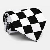 Cravate Modern Golden King on Black & White Chess Pattern (Roulé)
