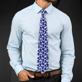Cravate Modern Minimalist Deep Blue and White Paisley