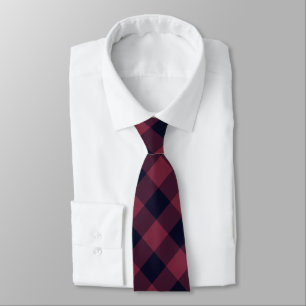 Cravate Modern Neck Tie with Black Purple Red Check