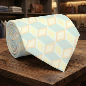 Cravate Modern Pastel Mint Green Peach Geometric 3D Cube
