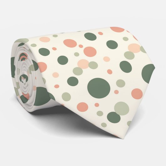 Cravate Modern Sage & Coral Polka Dot Pattern (Roulé)