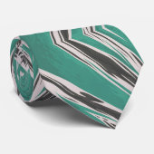 Cravate Modern Teal Black Geometric Kaleidoscope  (Roulé)