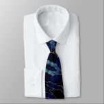 Cravate moderne Agate Marine Bleu Marbre or<br><div class="desc">Agate Navy Blue Gold Gemstone Marble Geode Parties scintillant Sparkle Birthday - Anniversaire ou Mariage Cadeau / Fournisseur - Personnalisé - Ajouter votre lettre / ou nom - Texte / plus - Faire votre cadeau spécial - Redimensionner et déplacer ou ajouter du texte / des éléments avec outil de personnalisation....</div>