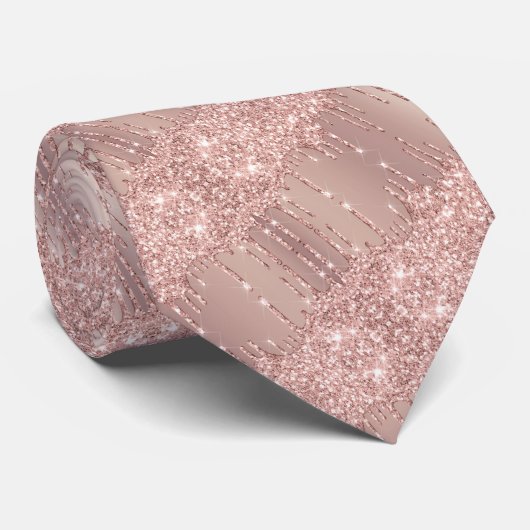 Cravate moderne avec Rose Gold Blush Parties scint (Roulé)