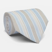 Cravate Moderne bleu clair et beige côtier multi-rayures (Roulé)