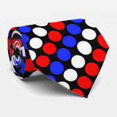 Cravate Moderne bleu rouge blanc points sur rayures noir (Roulé)