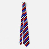 Cravate Moderne bleu rouge blanc points sur rayures noir (Dos)