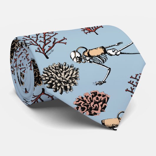 Cravate Moderne Blue Skeleton Scuba Divers Necktie (Roulé)