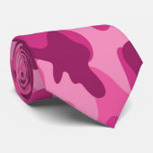 Cravate Moderne camouflage rose vif et bleu, monogramme in (Roulé)