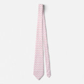 Cravate moderne Chevron Design en rose et blanc (Devant)