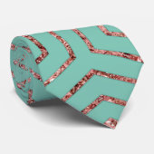 Cravate Moderne Chic Aqua Rose Parties scintillant or Hexa (Roulé)