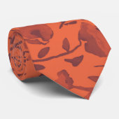 Cravate Moderne Chic Orange Automne Floral (Roulé)