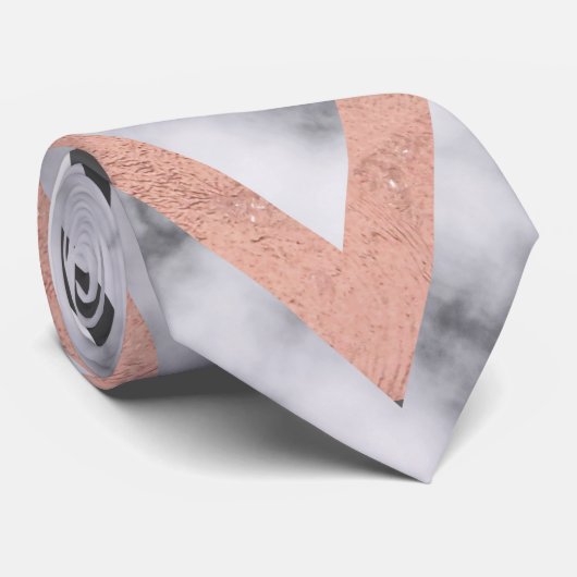 Cravate Moderne Chic Rose Or Noir Blanc Triangles (Roulé)