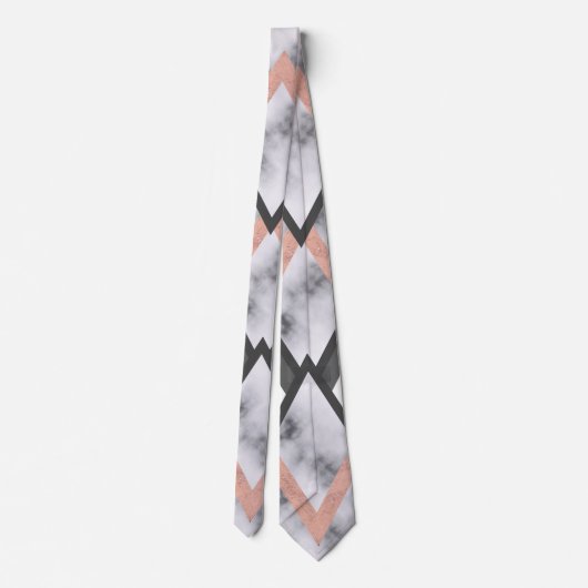 Cravate Moderne Chic Rose Or Noir Blanc Triangles (Dos)