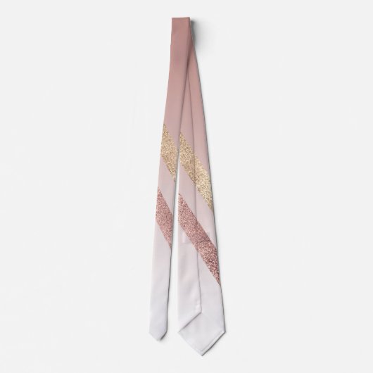 Cravate Moderne Chic Rose Or rose Chevron Gradient (Dos)