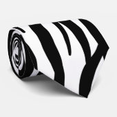 Cravate Moderne chic stylé noir blanc imprimé zèbre (Roulé)