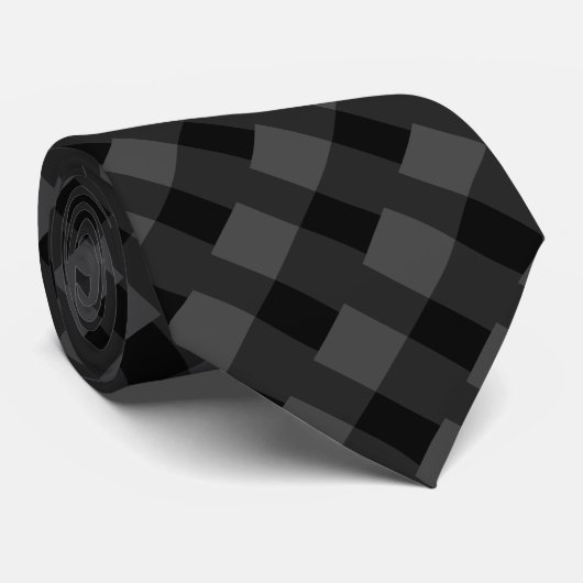 Cravate moderne design - Black Grey Check (Roulé)