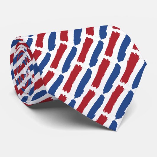 Cravate Moderne drapeau abstrait rouge blanc bleu néerland (Roulé)