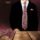 Cravate Moderne élégant Dusty rose motif floral Monogramme