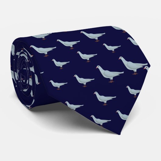 Cravate Moderne Elegant Marine Blue Dove Motif sans coutur (Roulé)