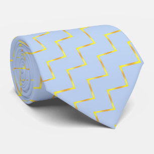 Cravate Moderne élégant motif chevron or sur fond bleu cla