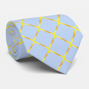 Cravate Moderne élégant motif diamant or sur fond bleu cla