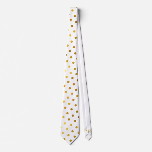 Cravate Moderne Elégant Simple Classy Pois d'or blanc (Devant)