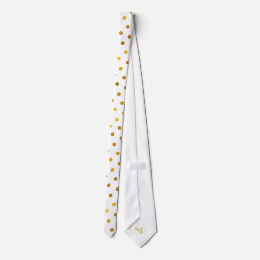 Cravate Moderne Elégant Simple Classy Pois d'or blanc (Dos)