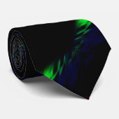 Cravate moderne en noir avec flux de peinture vert (Roulé)