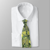 CRAVATE MODERNE FEUILLE VERT JAUNE NOIR (Attaché)